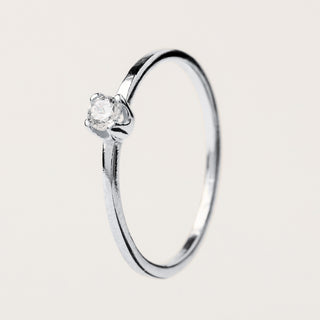 Anello solitario con zircone centrale in argento 925 