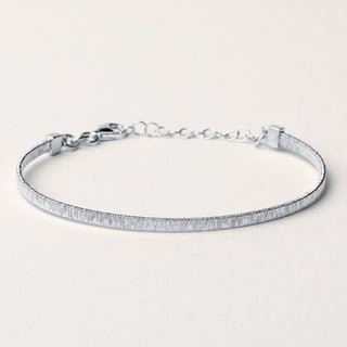 Bracciale statement rigido Argento donna texture rigata 15,5+3 cm