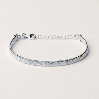 Bracciale statement morbido Argento donna rigato 15,5+3 cm