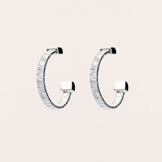 Orecchini cerchio Argento donna 2 cm texture rigata luxury