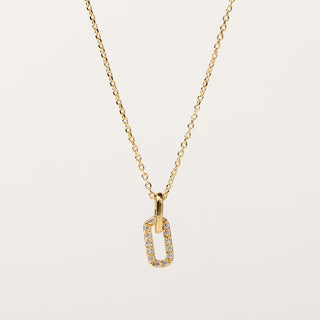 Collana con pendente ovale di zirconi oro donna 40+4 cm