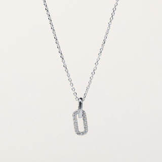 Collana con pendente ovale di zirconi Argento donna 40+4 cm