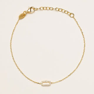 Bracciale con elemento ovale di zirconi oro donna 15,5+3 cm
