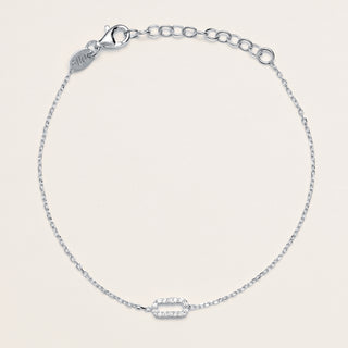 Bracciale con elemento ovale di zirconi Argento donna 15,5+3 cm