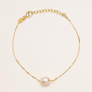 Bracciale con perla d'acqua dolce centrale e catena veneziana
