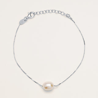 Bracciale con perla d'acqua dolce centrale e catena veneziana