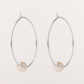 Orecchini cerchio con perla d'acqua dolce Argento 3 cm