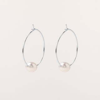 Orecchini cerchio con perla d'acqua dolce Argento 2 cm