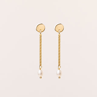 Orecchini pendenti perla oro eleganti donna