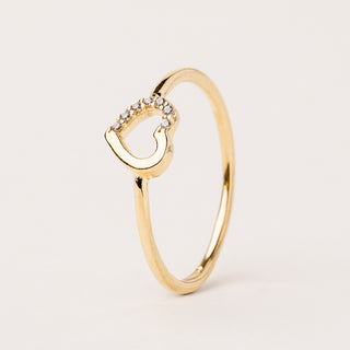 Anello cuore zirconi oro delicato