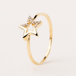 Anello stella zirconi oro brillante