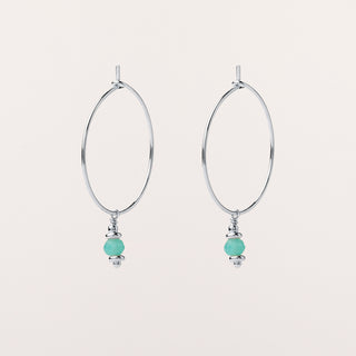 Orecchini cerchio Argento pietra naturale 2 cm