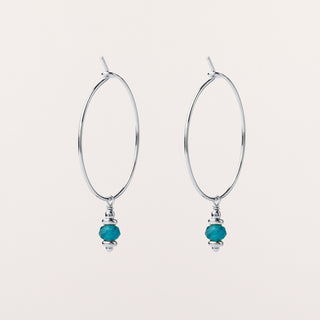 Orecchini cerchio Argento pietra naturale 2 cm
