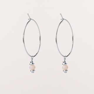Orecchini cerchio Argento pietra naturale 2 cm