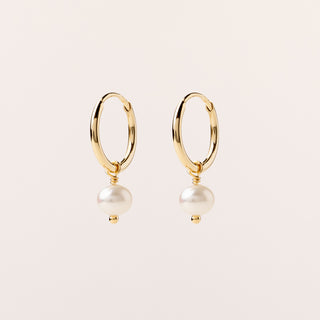 Orecchini cerchio oro con perla naturale eleganti donna