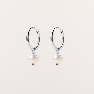Orecchini cerchio Argento con perla naturale eleganti donna