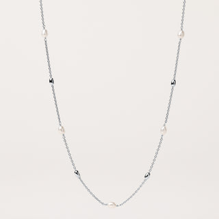 Collana lunga Argento perle naturali elegante donna