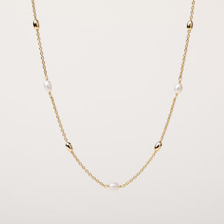 Collana oro perle naturali elegante minimal donna