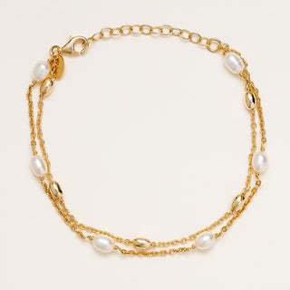 Bracciale doppio oro perle naturali elegante donna