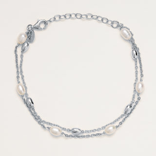 Bracciale doppio Argento perle naturali elegante donna