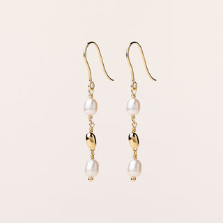 Orecchini pendenti oro perle naturali eleganti 4 cm