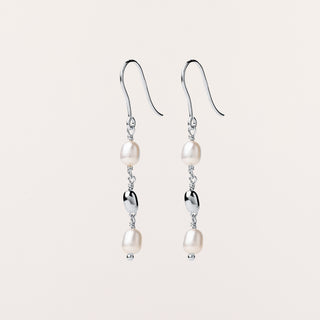 Orecchini pendenti Argento perle naturali eleganti 4 cm