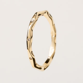 Anello oro design organico zirconi