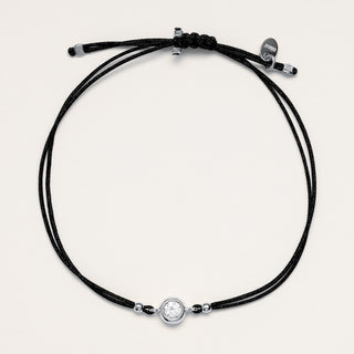 Bracciale punto luce Argento cordino nero