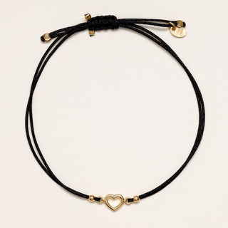 Bracciale cuore oro cordino nero
