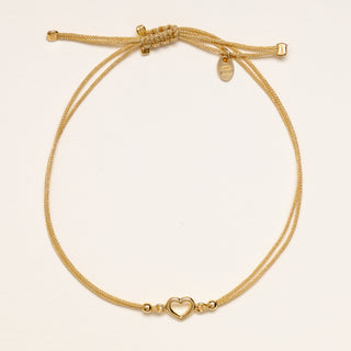 Bracciale cuore oro cordino nero