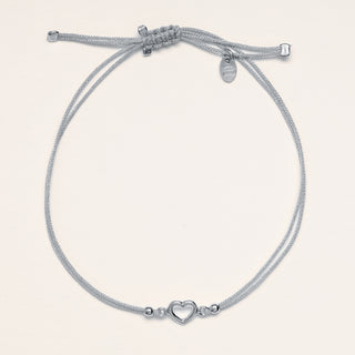 Bracciale cuore Argento cordino nero