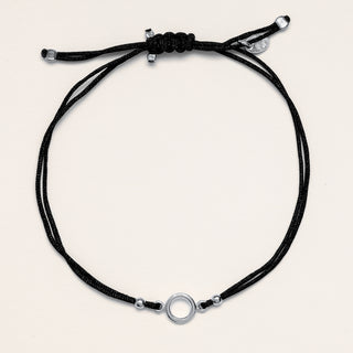 Bracciale cerchio Argento cordino nero minimal
