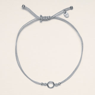 Bracciale cerchio Argento cordino nero minimal