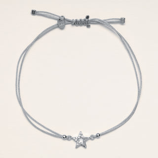 Bracciale stella Argento cordino nero zirconi