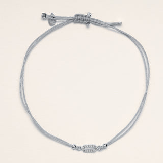 Bracciale ovale Argento zirconi cordino nero