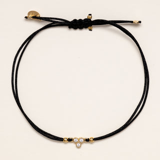 Bracciale zirconi cluster oro cordino nero