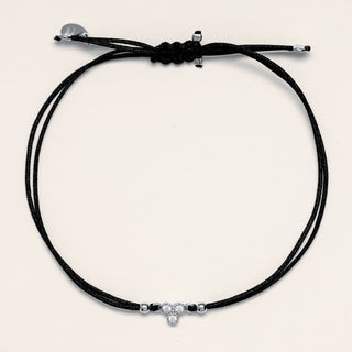 Bracciale zirconi cluster Argento cordino nero