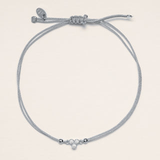 Bracciale zirconi cluster Argento cordino nero