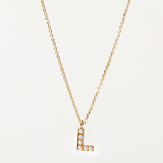 Collana lettera perle oro personalizzata
