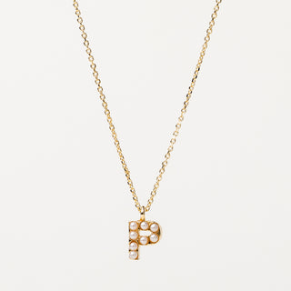 Collana lettera perle oro personalizzata
