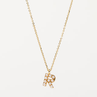 Collana lettera perle oro personalizzata