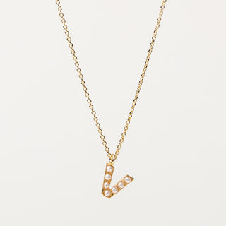 Collana lettera perle oro personalizzata