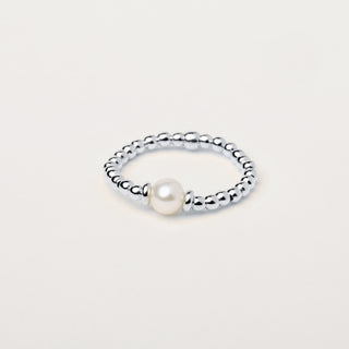 Anello elastico perla Argento elegante
