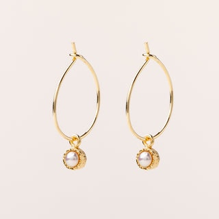 Orecchini cerchio perla acqua dolce oro