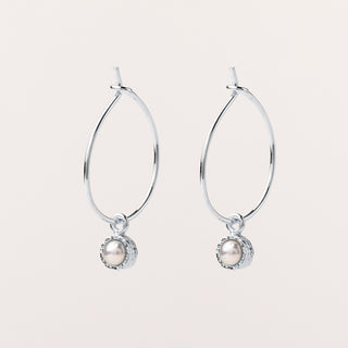 Orecchini cerchio perla acqua dolce Argento