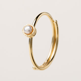 Anello regolabile perla acqua dolce oro