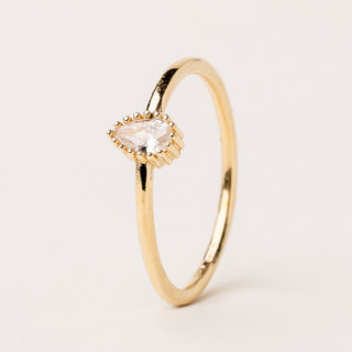 Anello zircone goccia Argento 925 placcato oro