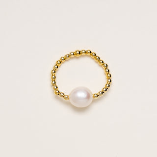Anello elasticizzato perla Argento 925 placcato oro elegante