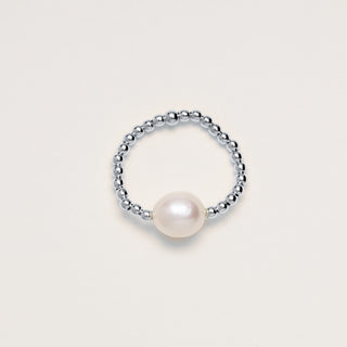 Anello elasticizzato perla Argento 925  elegante