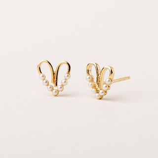 Orecchini cuore perle Argento 925 placcato oro